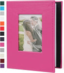 RECUTMS 52 Photo Mini Photo Album 4 x 6, Leather Cover with Front Window Album Hold 52 Vertical Photos for Family Wedding Baby Children(Light Pink) by TinyTreasures Baby Boutique