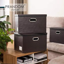 PRANDOM Large Collapsible Storage Bin with Lid [1-Pack] Leather Fabric Foldable Storage Box Organizer Containes Basket Cube with Cover for Home Bedroom Closet Office Nursery Brown (17.7x11.8x11.8) by CozyNest Decor