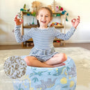 Bean Bag Chair for Kids, Toddler Beanbag Bed Unicorn, Convertible Children Bean Chair to Floor Mattress with Filler, Stuffed Child Bean Bags for Girl Boy Sleeping, Blue Dino by TinyTreasures Baby Boutique