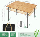 Bamboo Folding Camping Table 2-Folds with Adjustable Aluminum Legs Portable Picnic Table with Carry Bag for Outdoor Hiking Beach 2-4 Person by GreenHaven Gardens