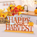 COCHIE Metal Happy Harvest Sign, Orange Fall Decorations for Home, Office, Shelf, Mantel, Indoor, Autumn Pumpkin Decoration, Hello Fall Leave Decor (Harvest) by CozyNest Decor