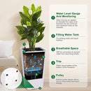 30" Tall Planters Set of 2, Outdoor＆Indoor Black Planter Pots, High Front Porch Planter Pots with Drainage Holes＆Water Level Monitor Movable Wheels ＆Inner Bucket, Automatic Watering, White by CozyNest Decor