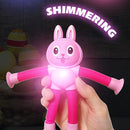Easter Bunny LED Pop Tubes Light Up 4 Pcs Sensory Fidget Toys, Telescopic Suction Cup Easter Basket Stuffers Easter Egg Fillers Toys Party Favors Game Prizes Goody Bags Treats Gifts for Kids 3+ by TinyTreasures Baby Boutique