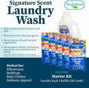 Natural Laundry Detergent for Sensitive Skin | Eco Friendly, Plant Based, Baby Clothes Safe | Clean & Easy Powder to Liquid, 5 Pack Detergent + 1 Refillable Jug | Signature Scent 250 Loads by TinyTreasures Baby Boutique