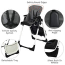 INFANS High Chair for Babies & Toddlers, Foldable Highchair with Multiple Adjustable Backrest, Footrest and Seat Height, Removable Tray, Detachable PU Leather Cushion, Built-in Rear Wheels (Dark Grey) by TinyTreasures Baby Boutique