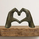 Top Brass Large Rustic Heart Hands Sculpture, 9 3/4” Resin Love Statue – Romantic Decor Accent for Shelf or Mantel – Perfect for Wedding, Valentine's Day or Anniversary (Rustic Wood Grain) by CozyNest Decor