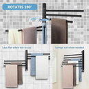 Space Saving Towel Rack JSVER Black Space Saving Towel Holder, Towel Rack Wall Mounted, Swivel Hand Towel Holder, 6-Arms Towel Bar, Towel Racks for Bathroom by CozyNest Decor