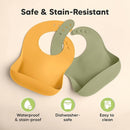 KeaBabies 2-Pack Silicone Baby Bibs for Eating - Sturdy Food-Grade Silicone Bibs for Babies Girl, Boy, Large Food Catcher, Clean & Put On Easily, Waterproof Toddler Feeding Essentials (Forest) by TinyTreasures Baby Boutique