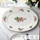 Lynns Paradise Vintage Rose 14-Inch Oval Platter, Set of 2, Pink; Heavy Duty; Chip Resistant; Lead and Cadmium Free; Freezer to Oven Safe up to 500°F by CozyNest Decor