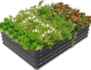 4.3x3x1 FT Raised Garden Bed with Steel Cable, Elevated PP Planter Box Stand for Gardening, Backyard Patio Ground Raised Bed for Planting Vegetables Flower Herb and Succulents, Black by GreenHaven Gardens