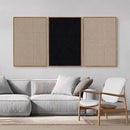 Tinonedraw Mid Century Modern Framed Canvas Wall Art Set of 3, Neutral Abstract Art Prints, Black and Brown Geometric Minimalist Wall Decor for Living Room Bedroom Office Dining Room 16"x24"x3 by CozyNest Decor