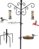 MIXXIDEA Bird Feeding Station Bird Feeder Pole with 5-Prong Base Hanging Hooks Water Bath Mesh Tray Wind-Resistant Water Bowl with Metal Snap Fastening for Outdoors to Attract Wild Birds by GreenHaven Gardens
