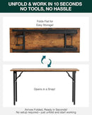 Frylr Small Folding Computer Desk – Portable 55.1 Inch Foldable Laptop Table, Collapsible and Compact for Easy and Fast Setup, Lightweight for Small Spaces, Home Craft and Study Use, Rustic Brown by CozyNest Decor