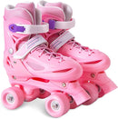 Rainbow Toddler Roller Skates - Size 4 Adjustable | Light Up Quad Skates for Girls & Boys Beginners Aged 3-12 by TinyTreasures Baby Boutique