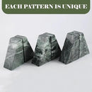 Marble Bookends for Heavy Books, Decorative Bookends for Shelves, Green Stone Book Ends, Heavy-Duty Book Ends for Hardback Book & Cookbooks, Unique Book Stopper & Holder, Set of 2 by CozyNest Decor