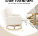 NIOIIKIT Modern Nursery Rocking Chair, Teddy Upholstered Rocking Chair with Footrest, Comfortable Rocker Chair with Side Pocket, Rocker Chair for Living Room, Bedroom, Nursing Room (White) by TinyTreasures Baby Boutique