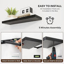 48 inch Floating Shelves for Wall Large Wall Mounted Shelves with Invisible Brackets, Black Long Shelves for Bathroom, Living Room, Kitchen, Office, 48x9.1 inch deep Set of 2 by CozyNest Decor