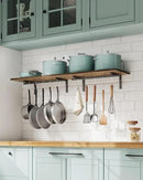 OROPY 2 Pack Wooden 23.6'' Pot Pan Hanging Rack Wall Mounted with 10 S Hooks, Set of 2 Large Pot Wall Holder Kitchen Shelves for Utensils, Cookware by CozyNest Decor