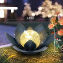 Huaxu Solar Lights Outdoor Garden Decor Crackle Glass Globe Lotus Flower Gray Metal Waterproof Light for Patio, Lawn, Walkway, Tabletop, Ground,Christmas Gifts for Mom,Women by GreenHaven Gardens