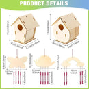 30 Pcs Crafts DIY Bird House Wind Chime Kit Unfinished Wood Birdhouse Kits 12 Wooden Birdhouses & 18 Wind Chimes Build and Paint Birdhouses Bulk Crafts Set by GreenHaven Gardens