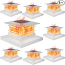Dynaming 8 Pack Solar Flame Post Lights Outdoor, Solar Powered Fence Post White Shell Cap Light, High Brightness Flickering Flame LED Lighting for Garden Deck Patio, Fit 4x4 5x5 6x6 Vinyl/Wooden Posts by GreenHaven Gardens