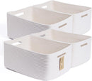 Large Storage Baskets for Organizing, Closet Shelf Baskets for Clothes Blanket Towels, Baby Nursery, Toy Bins Box, Woven Rope Baskets, 17 x 13 x 7.5”, 4 Packs Off White by TinyTreasures Baby Boutique