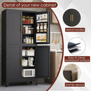 75" H Metal Storage Cabinet, Pantry with 6 Door Shelves and 4 Adjustable Shelves, Leveling Foot for Kitchen, Living Room and Dinning Room, Black by CozyNest Decor