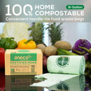 ANECO 8 Gallon Compostable Kitchen Food Waste Bags with Handles (30 Count), Leak-proof Compost Bags for Tall Kitchen Bin, Large 8 Gallon Bags Certified by BPI & OK Compost HOME by GreenHaven Gardens