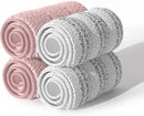 JOYMOOP Mop Replacement Pads, Reusable Microfiber Mop Pads for 13-inch Flat Mop and Mop Bucket Set, Pack of 4 Refills - Stripe and Pink by CozyNest Decor