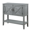 35" Farmhouse Wood Buffet Sideboard Console Table with Bottom Shelf and 2-Door Cabinet, for Living Room, Entryway, Kitchen Dining Room Furniture (Antique Gray)