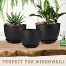 Plant Pots 12/10/9 inch Set of 3, Flower Pots with Multi Mesh Drainage Holes, Large Planters for Indoor Outdoor Garden Plants and Flowers. (Black) by GreenHaven Gardens