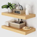 Heimlove 12" Deep Floating Shelves for Wall, 24 Inch Wall Shelf Bathroom Shelves Set of 2, Wall Mounted Shelves for Books Living Room Laundry Room Bedroom Kitchen Home Office, Oak by CozyNest Decor