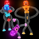 Pop Tubes LED Robot 4 Pcs Light Up Fidget Tubes Sensory Toys Robot Telescopic Suction Cup, Toddler Autism Stress Relief Stocking Stuffers Halloween Party Favors Travel Toys for Kids by TinyTreasures Baby Boutique