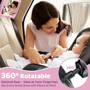 2-in-1 Baby Car Mirror with Lights & Soft Sounds, Cry Detector, Clear Night View, 360° Rotation, Shatterproof, Rear Facing Baby Car Seat Mirror with Remote Control, Perfect Baby Shower Gifts (Pink) by TinyTreasures Baby Boutique