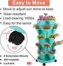 Vertical Planter, 5 Tier Stackable Strawberry Planter with Garden Tool Set, Movable Indoor/Outdoor Garden Herb Pot for Growing Vegetables and Succulents, Teal by CozyNest Decor