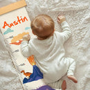 Customize Name Canvas Growth Chart for Kids, Dinosaur Unisex Kids Room Wall Decor, Measuring Height Chart, Wall Tape with Height Chart for Kids, Foldable Height Tracker, Lightweight by TinyTreasures Baby Boutique