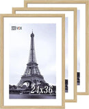 VCK 24x36 Oak Poster Frame 3 Pack, Natural Solid Wood Picture Frames, Wall Mounting Hanging by CozyNest Decor