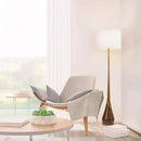 GLOBE Electric Novogratz x Harrington 65" Floor Lamp, 2-Tone Faux Wood Base, White Fabric Shade, Socket Rotary Switch 67225 by CozyNest Decor