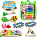 Kids Musical Instruments, 12pcs Wooden Musical Toys for Toddlers 2-4 with Xylophone Maracas Tambourine, Educational Baby Musical Toys Birthday Gift for 2 3 4 5 Years Old Girls Boys by TinyTreasures Baby Boutique