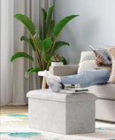 Storage Ottoman Bench, Folding Ottoman Foot Rest, 15 x 30 x 15 Inches, End of Bed Bench, Storage Chest, for Living Room, Bedroom, Hallway, Entryway, Light Gray by CozyNest Decor