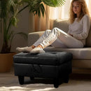Ottoman Rectangular Storage Ottoman Bench, Faux Leather Footrest, Coffee Table, Stool Footstool with Hinged Lid for Living Room, Bedroom, Entryway, Black, 28.5"x19"x17.5" by CozyNest Decor