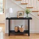BECHAEO 47-Inch Modern Narrow Console Tables with Solid Wood Veneer - 2’’ Thickened Tabletop, 2-Tier Slim Sofa Table Behind Couch, Rectangle Entryway Table for Hallway Living Room, Black Oak by CozyNest Decor