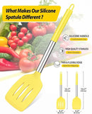 Pack of 2 Silicone Solid Turner, Non Stick Slotted Kitchen Spatulas, High Heat Resistant BPA Free Cooking Utensils, Ideal Cookware for Fish, Eggs, Pancakes(Yellow) by CozyNest Decor