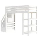 Loft Bed With 4 Layer Shelves, Storage Staircase, Small Wardrobe And LED Light by HouseOfZazla