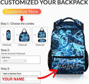 Kids Backpack for Boys, Personalized Train Schoolbag Casual Bag for Primary Senior Middle, 17 Inch Lightweight Durable Custom Lightning Backpacks, Cool Back to School Gift by TinyTreasures Baby Boutique