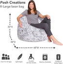 Posh Creations Bean Bag Chair for Kids, Teens, and Adults Includes Removable and Machine Washable Cover, Canvas Coloring Fabric - Fun Creatures, 48in - X-Large by TinyTreasures Baby Boutique