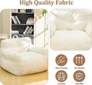 Bean Bag Chair for Adults - Faux Fur, Fluffy and Comfy with Filler, Big Sofa for Reading, Gaming (Beige, Oversize) by CozyNest Decor
