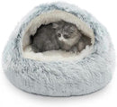 CATISM Cozy Plush Hooded Cat Bed, Indoor/Outdoor, Self-Warming Cave, Removable Washable Non-Slip Bottom by CozyNest Decor