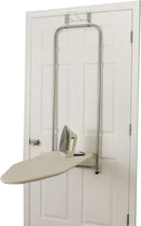 Household Essentials 144222 Over The Door Small Ironing Board with Iron Holder, Natural Cotton Cover Silver by CozyNest Decor