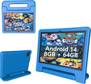Kids Tablet 8GB+64GB, 10 Inch Android 14 Tablet for Kids 6000mAh with Case, WiFi 6, Bth 5.2, Dual Camera, GPS Pre-Installed Parental Controls, Kids Space & Family Link Great Gift for Toddler Children by TinyTreasures Baby Boutique